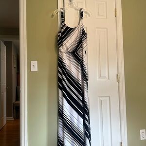 Elegant Black and White Striped Dress